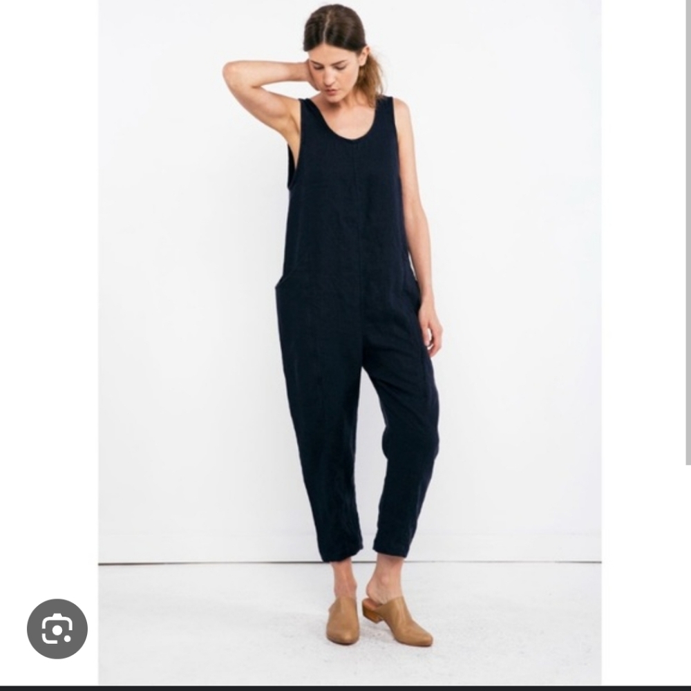 Elizabeth Suzann Clyde jumpsuit black midweight linen XL